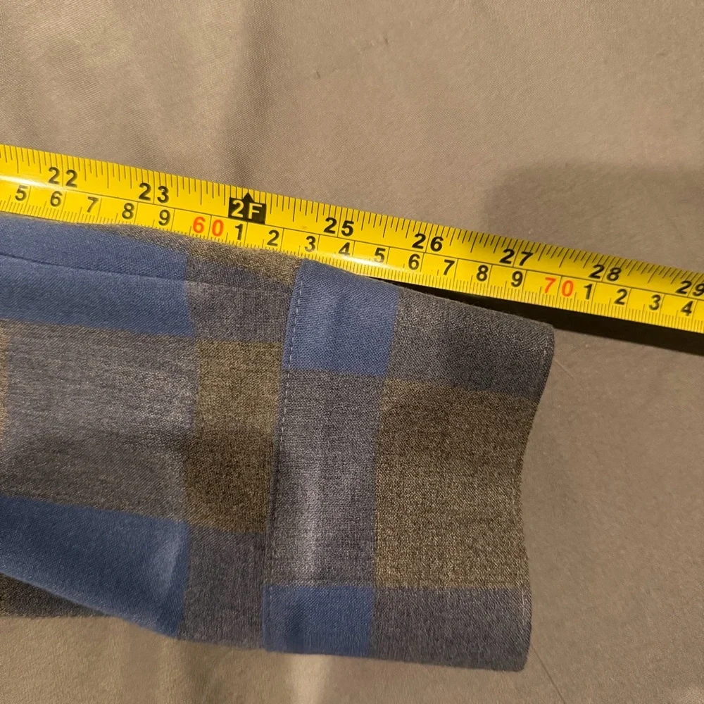 Mizzen+Main Shirt Mens XXL Trim Blue Gray Check Soft Brushed Performance Stretch
